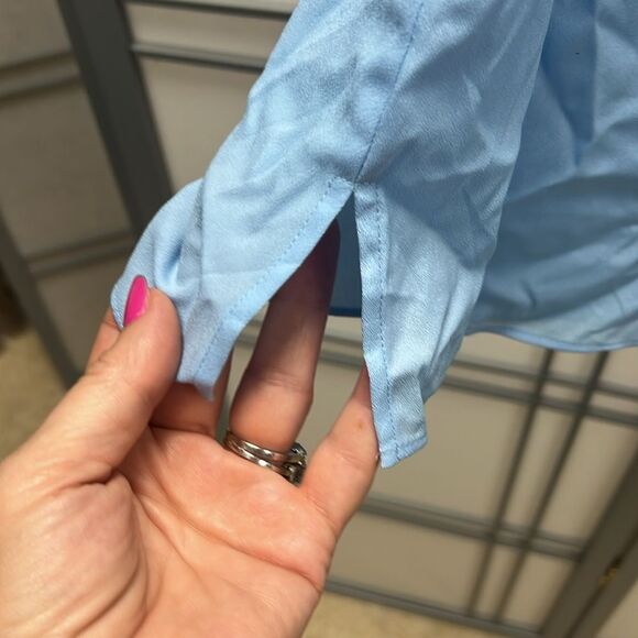 Kobi Halperin Light Blue Blouse with Black Embroidery - Picture 7 of 10